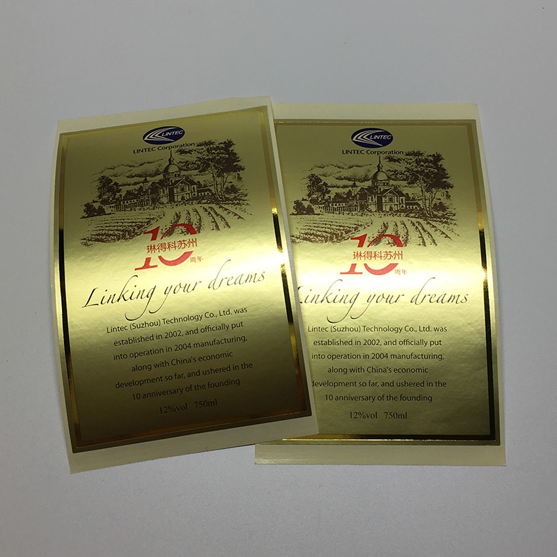 Gold Metallic Pantone And Gold Stamping Wine Labels Printing